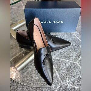 Cole Haan Viola Skimmer Flat Shoes Womens 11 Black Leather Pointed Toe NWOT